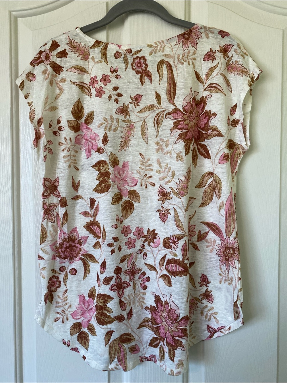 Rachel Zoe Cream Floral Short Sleeve Tunic with Pink & Brown Print - Picture 3 of 5